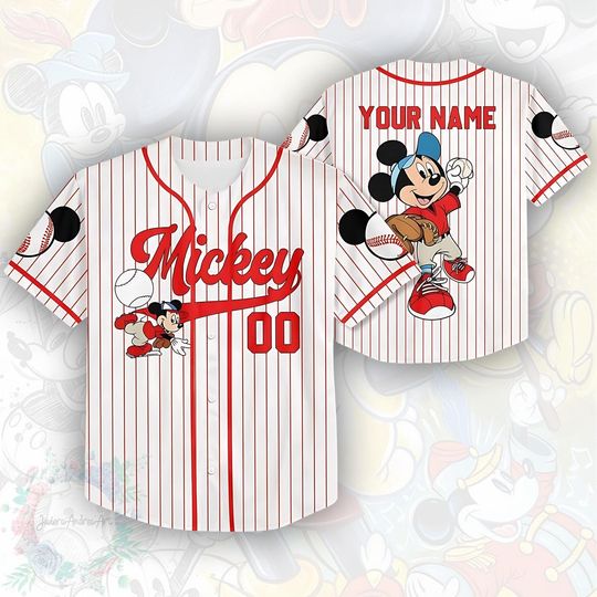 Discover Custom Disney Mickey Special Simple Baseball Jersey, Mickey Mouse Baseball Jersey, Jersey Disneyland Birthday Gift.