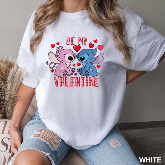 Discover Stitch Angel Disney Be My Valentine Shirt, Comfort Colors Shirt, Disney Valentine's Day Tee, Angel Stitch Shirt, Disney Love Tee 132534