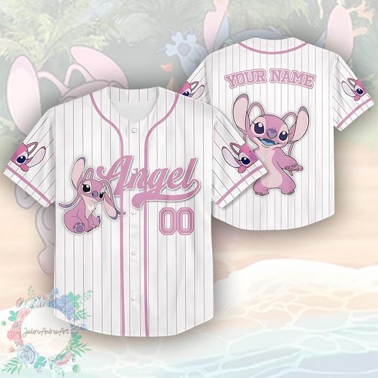 Discover Angle Stitch And Lilo Baseball Jersey, Angle Cute Shirt, Angle Matching For Girl Jersey, Disney Angle, Disney Lilo And Stitch Character.