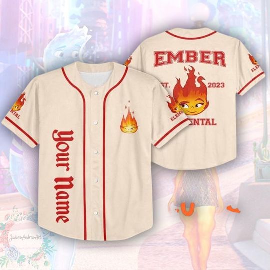 Discover Disneyland Elemental Baseball Jersey, Romantic Magic Trip Shirt, Elemental Jersey, Ember Elemental Jersey, Disney Ember Jersey