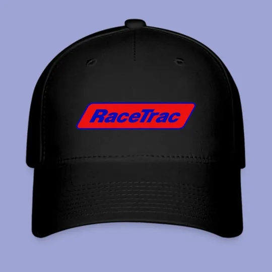Discover RaceTrac Gasoline Stations Black Twill Baseball Cap White Logo Adjustable