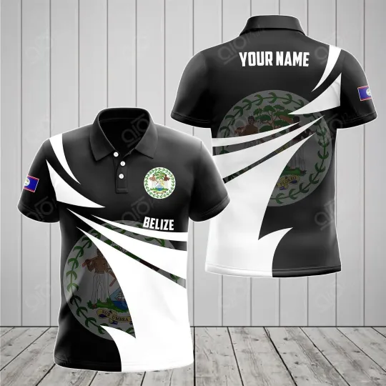 Discover Customize Belize Coat Of Arms Polo 3D Print Unisex Adult Polo Shirt Gift