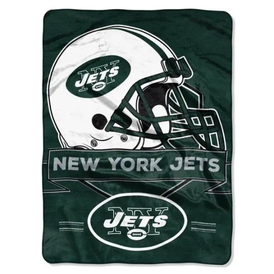 Discover New York Jets 60" by 80" Plush Twin Size Prestige Design Raschel Blanket - football