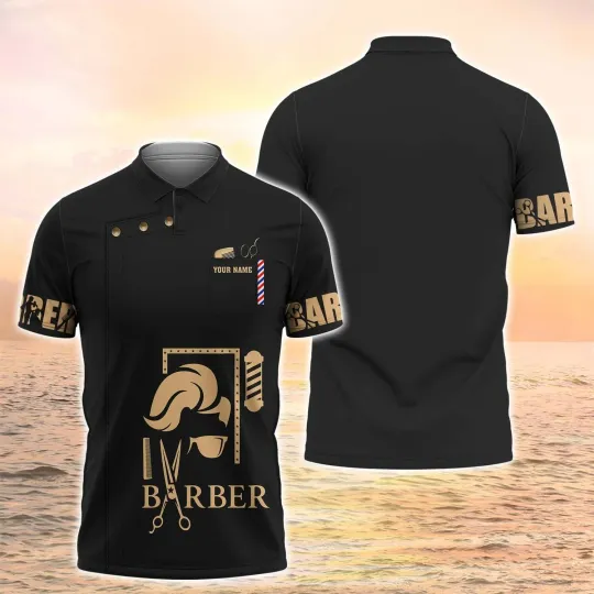 Discover Barber Shop Personalized Name 3D Polo Shirt