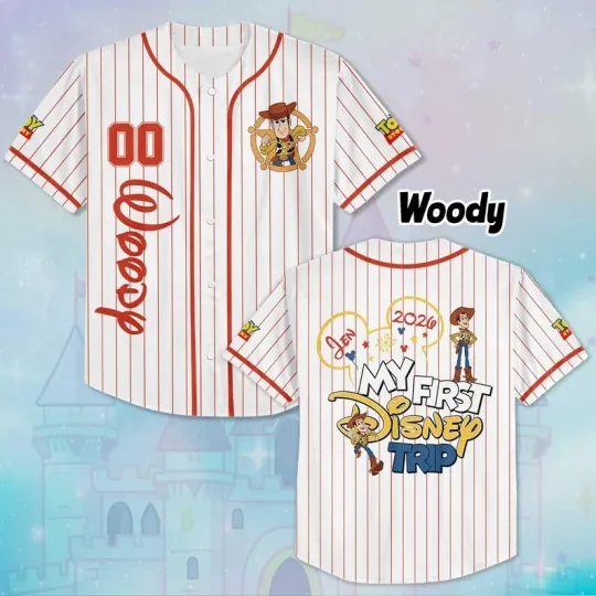 Discover Personalized Toy Story Woody Cowboy My First Trip 2026 Baseball Jersey Shirt