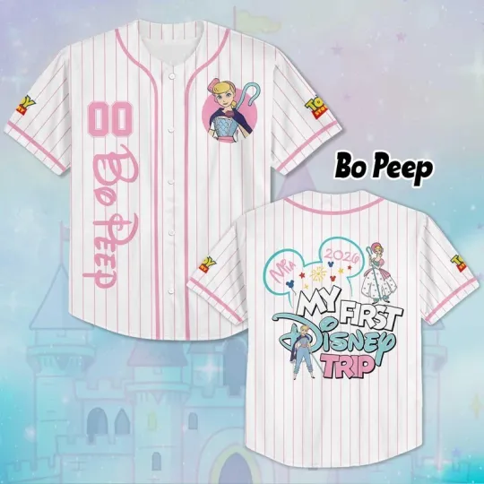 Discover Personalized Toy Story Bo Peep My First Trip 2026 Baseball Jersey Shirt