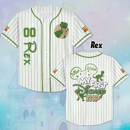 Discover Personalized Toy Story Rex Dinosaur My First Trip 2026 Baseball Jersey Shirt