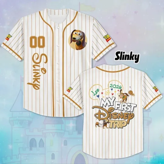 Personalized Toy Story Slinky Dog My First Trip 2026 Baseball Jersey Shirt