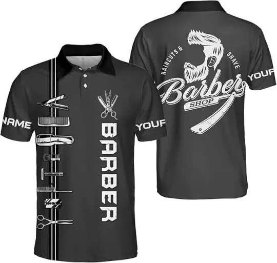 Discover Personalized Barber Polo Shirt for Men, Barber 3D Clothes Gifts for Barber Shop
