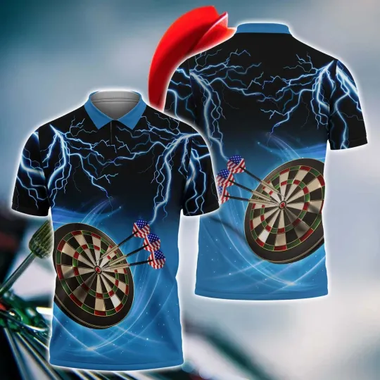 Discover American Flag Dartboart 3D Polo Shirt For Darts Player, Funny Dart Shirt, Sports