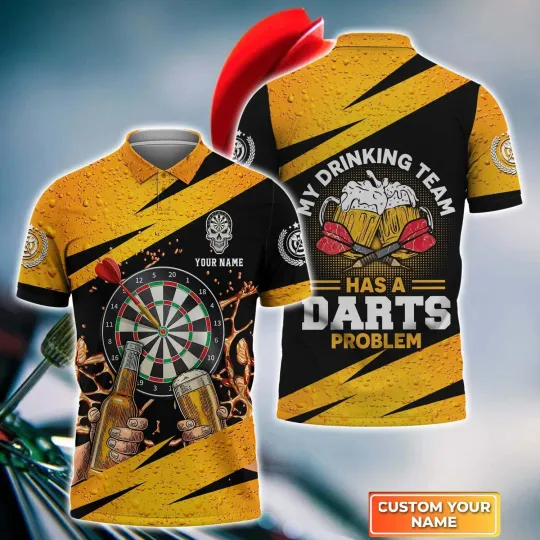 Discover My Drinking Team Has A Darts Problem 3D Polo Shirt For Darts Player