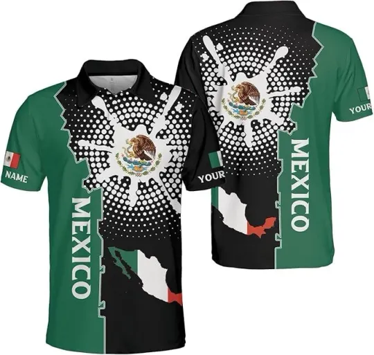 Discover Personalized Mexico Flag Polo Shirt Mexican Independence Day 3D Polo Shirts Gift