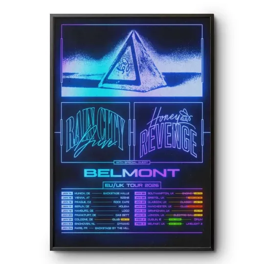 Discover Honey Revenge and Rain City Drive EU-UK 2026 Tour Vertical Poster