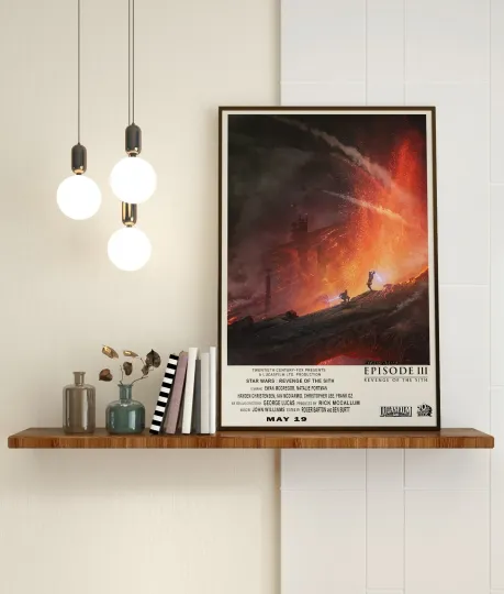 Star Wars Revenge of the Sith Poster Minimalist Anakin Obi-Wan Mustafar Wall Art