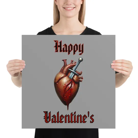 Discover Happy Valentine's Poster Dark Love Heart Romance Gothic Vertical Poster