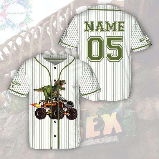 Jurassic Dinosaur Baseball Jersey, Retro T-Rex & Triceratops Jersey, 90s Prehistoric Graphic Tee, Dino Birthday Kid Adult Baseball Jersey