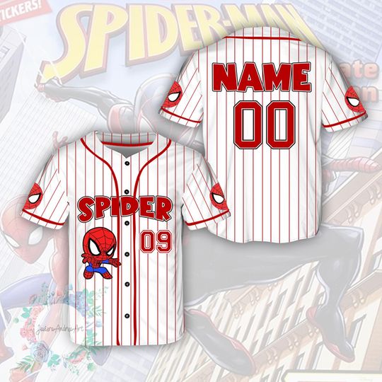 Discover Personalize Disney Amazing Spider Man Baseball Jersey, Custom Kids Youth Adult Disney Baseball Jersey.
