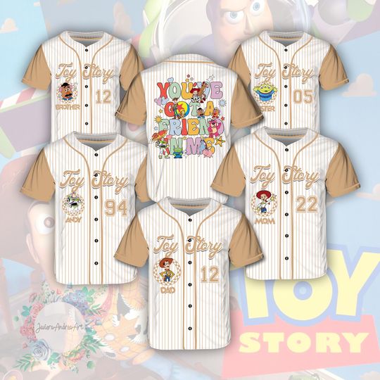 Discover Disney Toy Story You've Got A Friend In Me Baseball Jersey, Toy Story Characters Jersey, Family Matching Jersey.