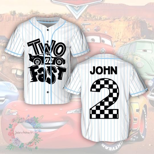Discover Personalized Two Fast Birthday Baseball Jersey, Race Car JerseyFor Baby Boy, Birthday Gift for Grandson