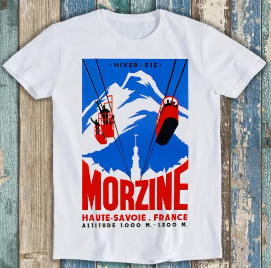 Discover Morzine France Vintage Ski Poster Best Seller Funny Meme Gift T Shirt M1428