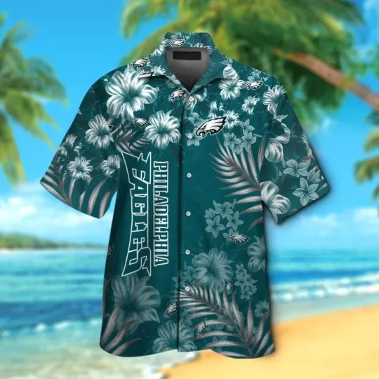 Discover Philadelphia Football Short Sleeve Button Up Tropical Hawaiian Shirt