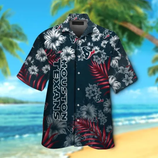 Discover Houston Football Short Sleeve Button Up Tropical Hawaiian Shirt VER07