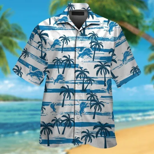 Discover Detroit Football Short Sleeve Button Up Tropical Hawaiian Shirt