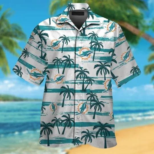 Discover Miami Football Short Sleeve Button Up Tropical Hawaiian Shirt