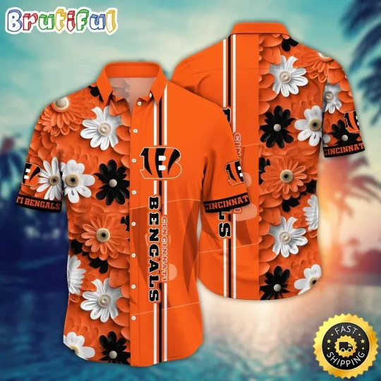 Discover Cincinnati Football Hawaiian Shirt Flower Sporty And Stylish