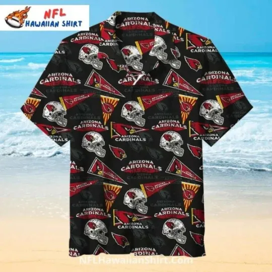 Discover Arizonna Football Black Pattern Hawaiian Shirt With Football Logos