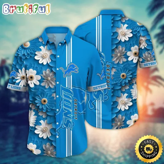 Discover Detroit Football Hawaiian Shirt Flower Sporty And Stylish