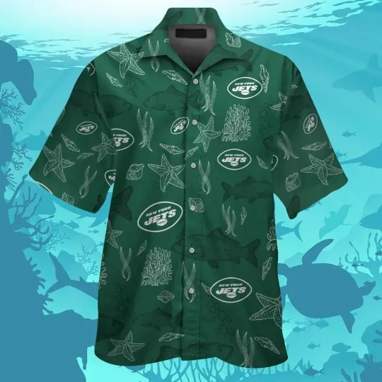 Discover New York Football Short Sleeve Button Up Tropical Hawaiian Shirt