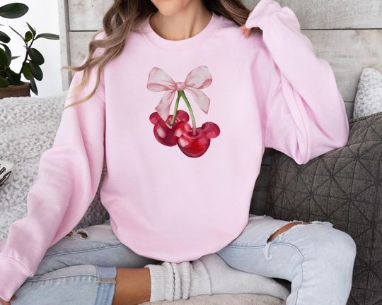 Discover Cherry Mickey Valentines Sweatshirt, Cute Cherry Graphic Disney Style Sweater