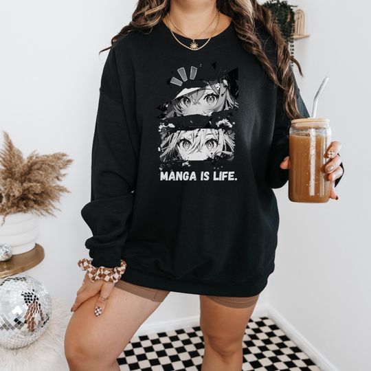 Discover Manga is Life Sweatshirt, Anime Japanese Shirt, Retro Anime Sweater, Anime Shirt