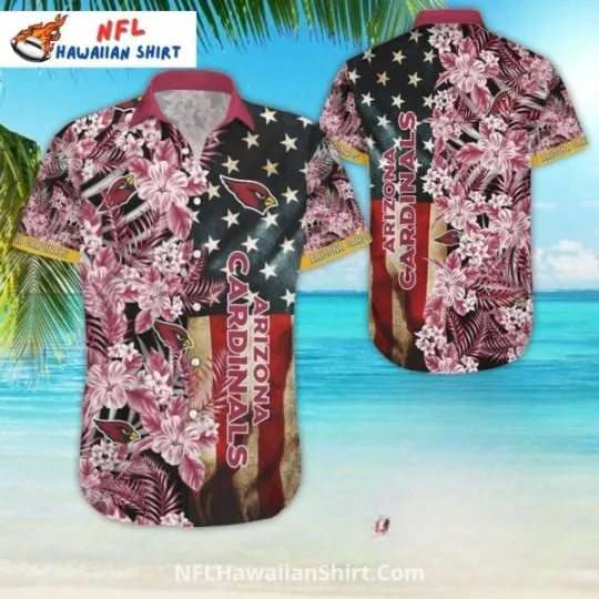 Discover American Flag Arizonna Football Floral Hawaiian Shirt