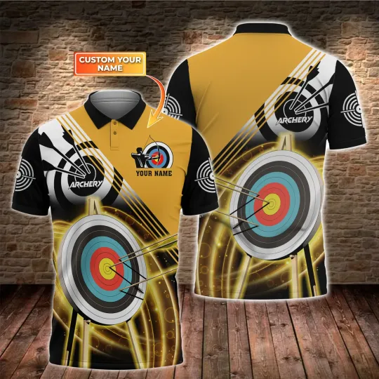 Discover Personalized With Name Yellow Archery T Shirts, Custom 3D Archery Shirts, Gift F
