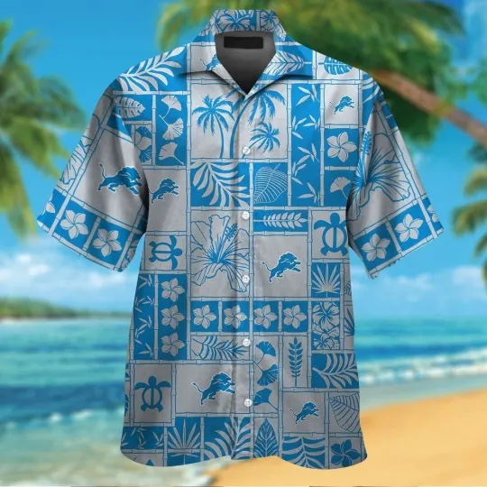 Discover Detroit Football Short Sleeve Button Up Tropical Hawaiian Shirt VER03