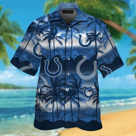 Discover Indianapolis Short Sleeve Button Up Tropical Hawaiian Shirt