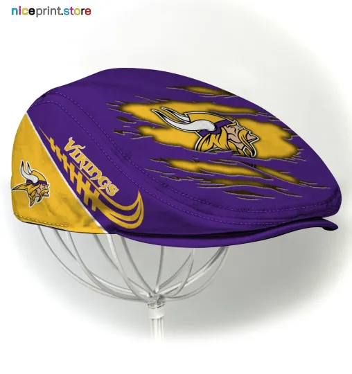 Discover Minnesota Team Vikings Jeff Cap football Jeff Cap Newsboy Cap Driving Cap Flat Cap