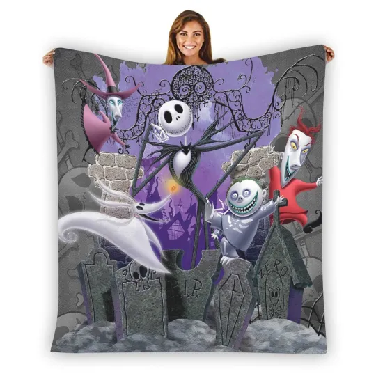 Christmas Jack Skellington Soft Warm Single-Side Printing Flannel Fleece Blanket