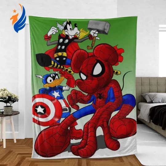 Discover Disney Fan Gift, Marvel Mickey Fan Disneyland Christmas Fleece Blanket