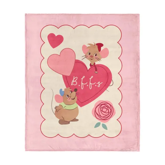Discover Disney Princess Jaq & Gus Valentine Disneyland Christmas Holiday Fleece Blanket