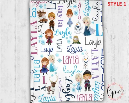 Discover Personalized Winter Princess Flannel Blanket – Custom Name, Multiple Sizes