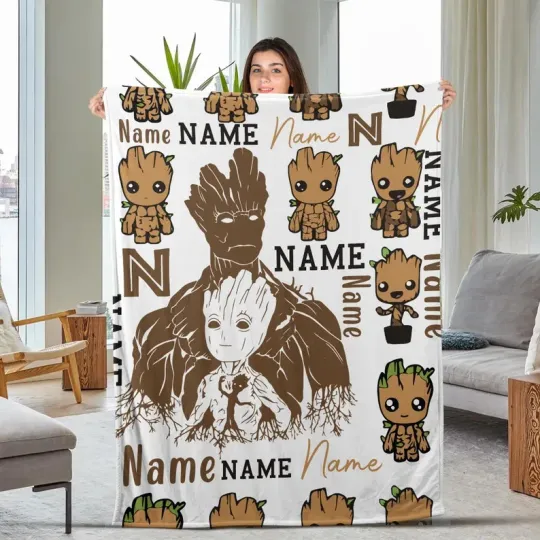 Disney Marvel I Am Groot Avengers Baby Groot Galaxy Customize Fleece Blanket