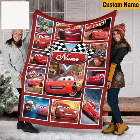 Discover Custom Name Disney Pixar Cars Lightning McQueen Fleece Blanket