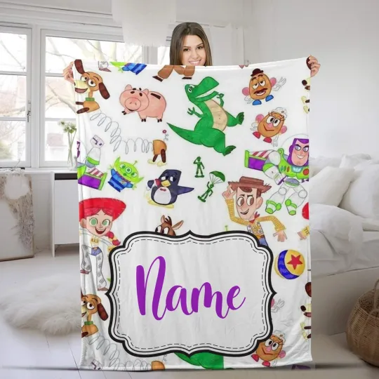 Discover Personalized Disney Toy Story Fleece Blanket, Custom Name Disney Fleece Blanket