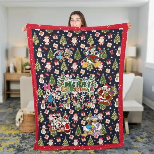 Discover Disney Christmas Blanket, Mickey And Friends Fleece Blanket