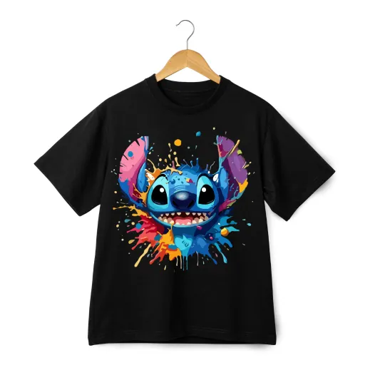 Discover Color Splash Stitch-Inspired Custom Graphic T-Shirt – Unisex Tee for Disney Fans