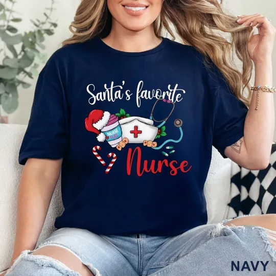 Discover Santa's Favorite Nurse Shirt, Nurse Shirt, Nurse Life Shirt, Santa Tee, 203779