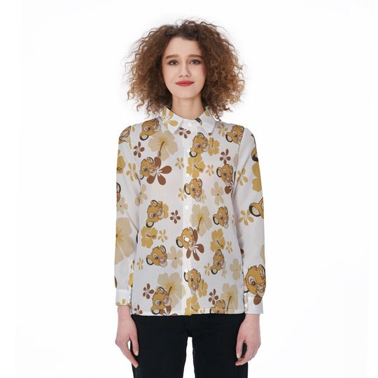 Disney Simba Lion King Blouse Shirt, Disneyland Trip Aloha Floral Tee, The Lion King Summer Shirt Women, Magic Kingdom Blouse Shirt